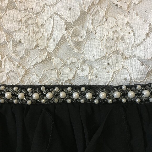 Cyndi Lauper Speechless White Lace and Black Layered Chiffon Dress - Picture 9 of 16